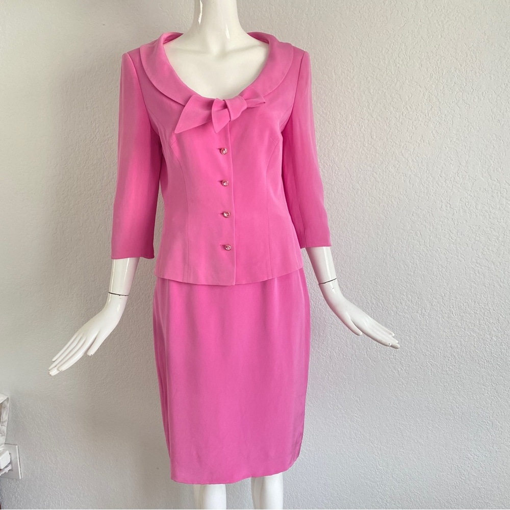 Escada pink silk jacket and shirt set